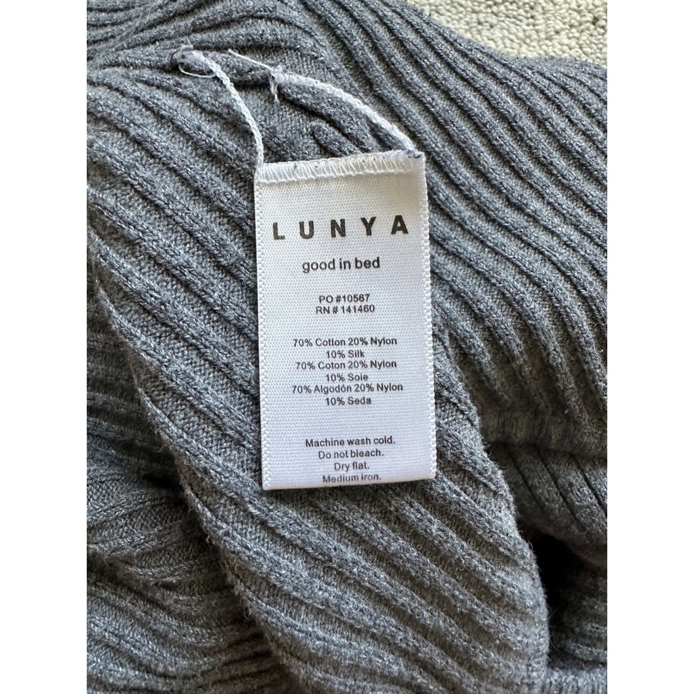 Minimalist Lunya Ribbed Cotton Silk Knit Lounge Shorts L Gray Sleepwear - Picture 8 of 8